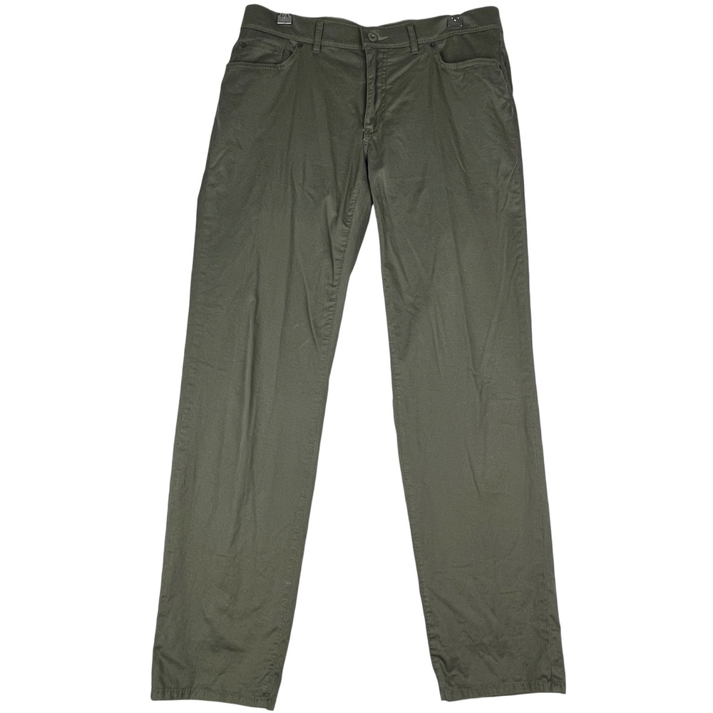 Brax Style Cadiz Pants Mens 34x32 Olive Green Ultralight Straight Leg Trouser